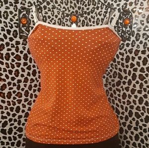 Red tank w/ White polka dots